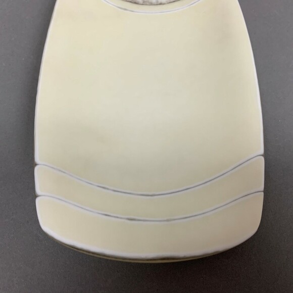 Lynn Latimer Tray Trinket Dish Fused Art Glass Bird Yellow White Brown Signed - Picture 9 of 11